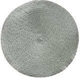 thumbnail of 1 Tischset rund 38cm Kunststoff abwaschbar wiederverwendbar Tischuntersetzer Platzdeckchen Platzset Tischunterlage Placemat Silber