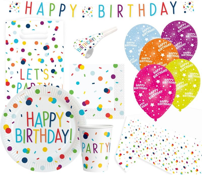 Konfetti Birthday Partyset 60-teilig