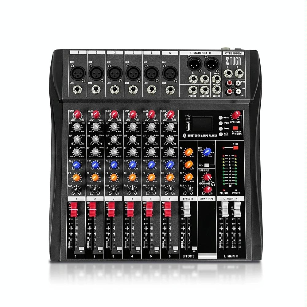 Table De Mixage 6 Canaux Avec Alimentation 48V Connexion Bluetooth USB MP3 YONIS