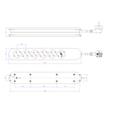 thumbnail of BACHMANN SMART stekkerdoos 6x geaard contact, schakelaar, overspanningsbeveiliging, wit, 1,5 m