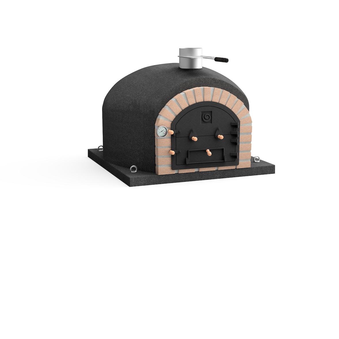 MF - Forno a Legna da Esterno in Muratura Modello VESUVIUS (Nero - 100 x 100 x 77 cm) – Isolato con Sughero e 3 Coperte in Ceramica