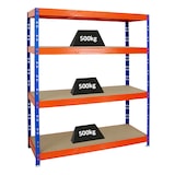 thumbnail of PROREGAL Étagère charge lourde RHINO, HxLxP 180x160x60cm, 500kg par niveau, Tablette 8mm, Bleu/Orange, Étagère de garage, étagère de rangement