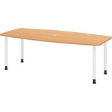 thumbnail of bümö Konferenztisch oval 220x103 cm großer Besprechungstisch in Buche, Besprechungstisch mit Gestell in Weiß, Meetingtisch für 8 Personen, XL-Tisch