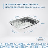 thumbnail of Conjunto de 100 Bandejas de Alumínio com Tampa para Alimentos Descartáveis de 800 ml - Embalagem perfeita para churrascos, transporte de alimentos