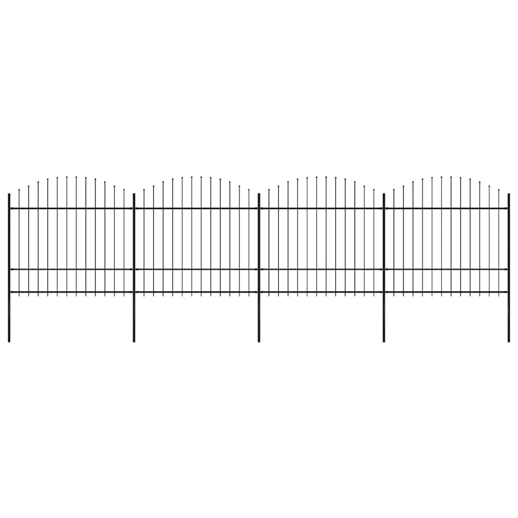 vidaXL Gartenzaun mit Speerspitze Stahl 714,5 x 175 cm Schwarz
