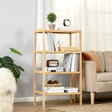 thumbnail of Regal Bambus Natur 62x33x112 cm 4 Ebenen Standregal für Wohnzimmer Bad Küche Balkon Büro, kombinierbares Gestell, 17 cm Bodenfreiheit