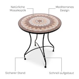 thumbnail of Mosaiktisch, 60 cm Ø, Gartentisch mit Mosaikmuster, Kleiner Balkon- und Terrassentisch mit mediterranem Flair, Rotbraun-Terrakotta-Grau, Raburg Mayla