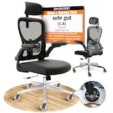 thumbnail of CLOUVOU SmartSeat, ergonomischer Bürostuhl, Rückenlehne mit Mesh Bezug, FlipUp-Armlehnen, 3D-Kopfstütze, BladeWheels, Schwarz