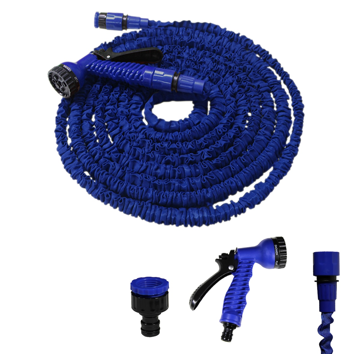 Flexibler Gartenschlauch 30m Wasserschlauch Flexischlauch dehnbarer blau 1x