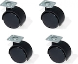 thumbnail of Rodízios para Mobiliário, Conjunto de 4 Rodízios Duplos Giratórios com Placa de Montagem, 40mm