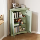 thumbnail of Merax meuble d'angle 80 cm, armoire polyvalente avec 2 portes et 3 niveaux, MDF laqué, vert