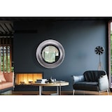 thumbnail of Wandspiegel 74 cm Metall Design Hängespiegel Silber, Aluminium Dekospiegel Rund mit Rahmen Hammerschlag, Spiegel Wand Groß, Flurspiegel