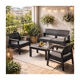 thumbnail of Salon de jardin Extérieur 4 personnes Gris Anthracite Canapé 2 places + 2 fauteuils + Table basse + 4 Coussins KZ GARDEN