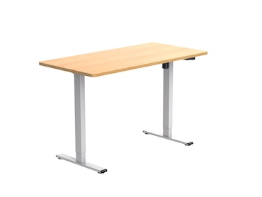 SIGMA Bureau ET114GIB, panneau de particules, 160 x 80 cm, hauteur réglable électriquement, marron clair/blanc