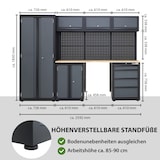 thumbnail of Werkstattwand 13-tlg. modulares Werkstattschranksystem aus Stahl mit Holzarbeitsplatte in Anthrazit