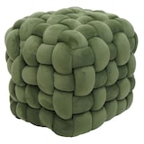 thumbnail of Hocker HWC-Q48, Sitzhocker Ottomane Polsterhocker Knoten-Pouf, Samt (220g/m²) 39cm ~ grün