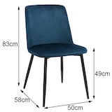 thumbnail of METRO PROFESSIONAL Silla de restaurante tapizada Belora, juego de 2, acero/poliéster, azul oscuro/negro