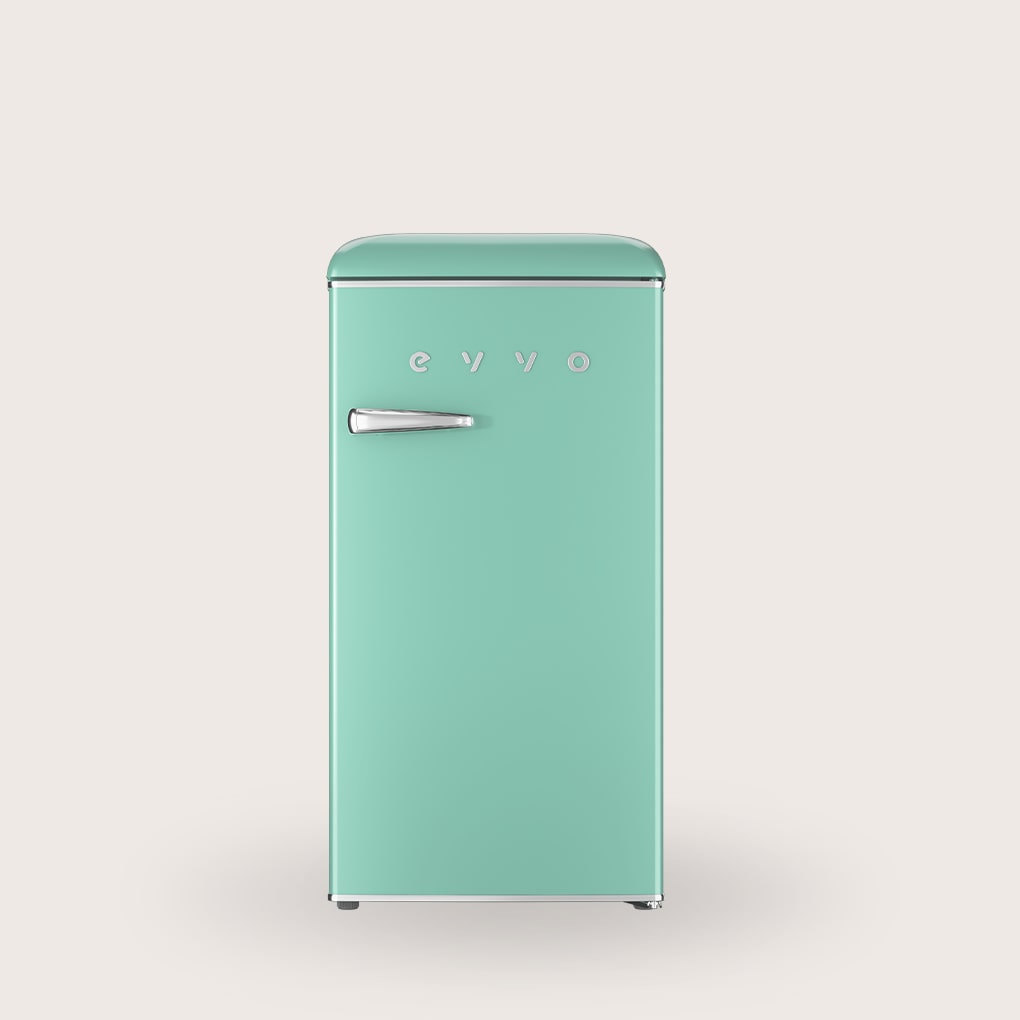 EVVO Frigorífico Mini F26 Retro Verde Aquamarina, 95 l, vintage, bajo consumo, silencioso