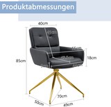 thumbnail of Drehbarer Esszimmerstuhl aus PU-Leder Schwarz mit goldfarbenem Metallgestell, 85 cm, 360° drehbar