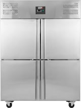 thumbnail of Romux® Kühlschrank mit 4 Türen 134 cm mit Umluftkühlung | Gastro Kühlschrank aus Edelstahl mit 1200 L Kapazität - 6 Einlegeböden und 400 W