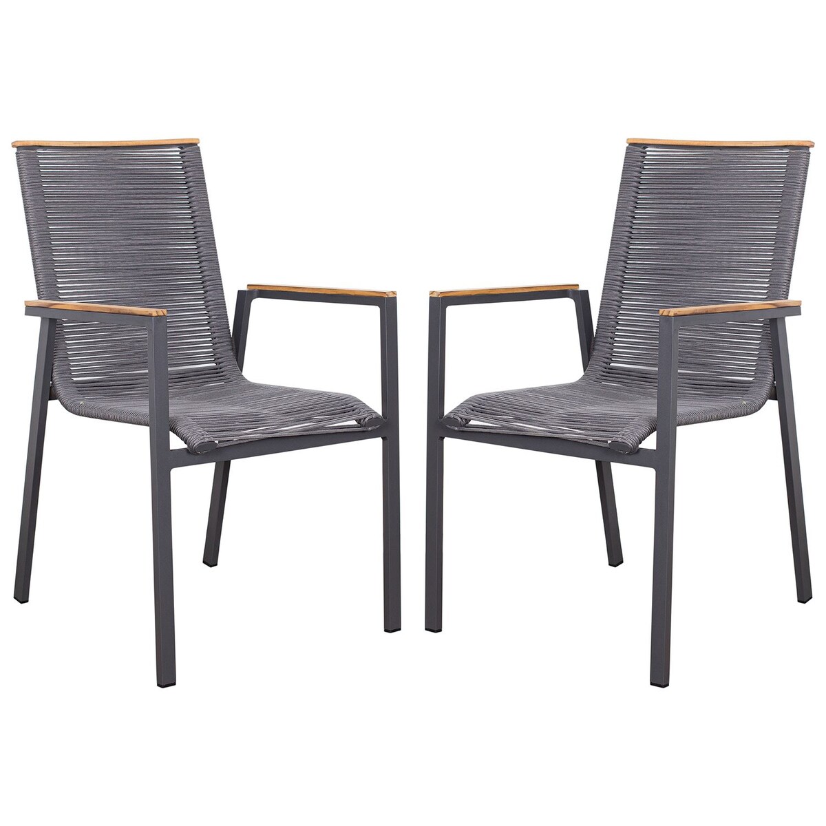 Mr. Deko 2er Set Dining Stapelsessel Alicante Rope Aluminium