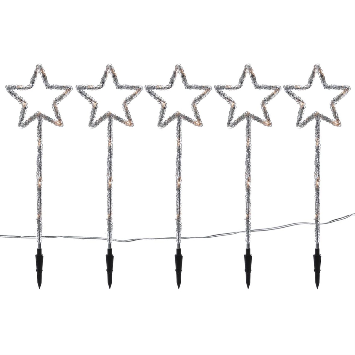 LED Gartenstecker Acryl Sterne 5 Leuchtsterne Außen Weihnachtsdeko