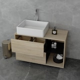 thumbnail of ML-Design Waschbeckenunterschrank Hängend Braun-Schwarz – 100x60x45,5 cm, Unterschrank mit 2 Schubladen, viel Stauraum, Badmöbel aus MDF-Holz für
