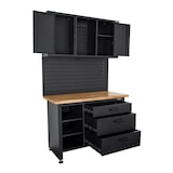 thumbnail of Bancada de garagem com armário de arrumação - Superfície de trabalho em madeira 2 armários 3 gavetas Painel perfurado Capacidade de carga 500kg VITO