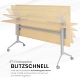 thumbnail of bümö Klapptisch weiß 160 x 80 cm klappbar & fahrbar, klappbarer Schreibtisch auf Rollen, Klappschreibtisch, Tisch klappbar, Klappbarer Tisch,