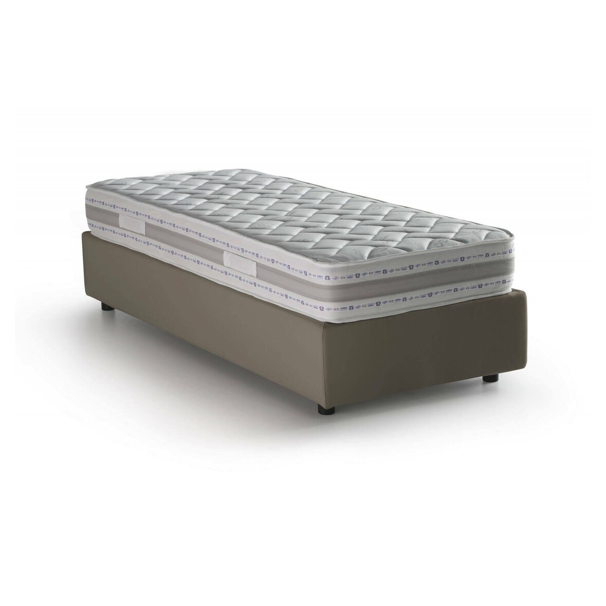 Dmora Einzelbett Anita, Containerbett mit Kunstlederbezug, 100% Made in Italy, Seitliche Öffnung, inklusive Matratze Cm 80x190, Turteltaube