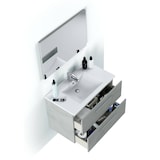 thumbnail of Dmora Mobile sottolavabo Inglewood, Mobiletto per bagno sospeso, Armadio a 2 cassetti e specchio, 80x45h57 cm, Cemento