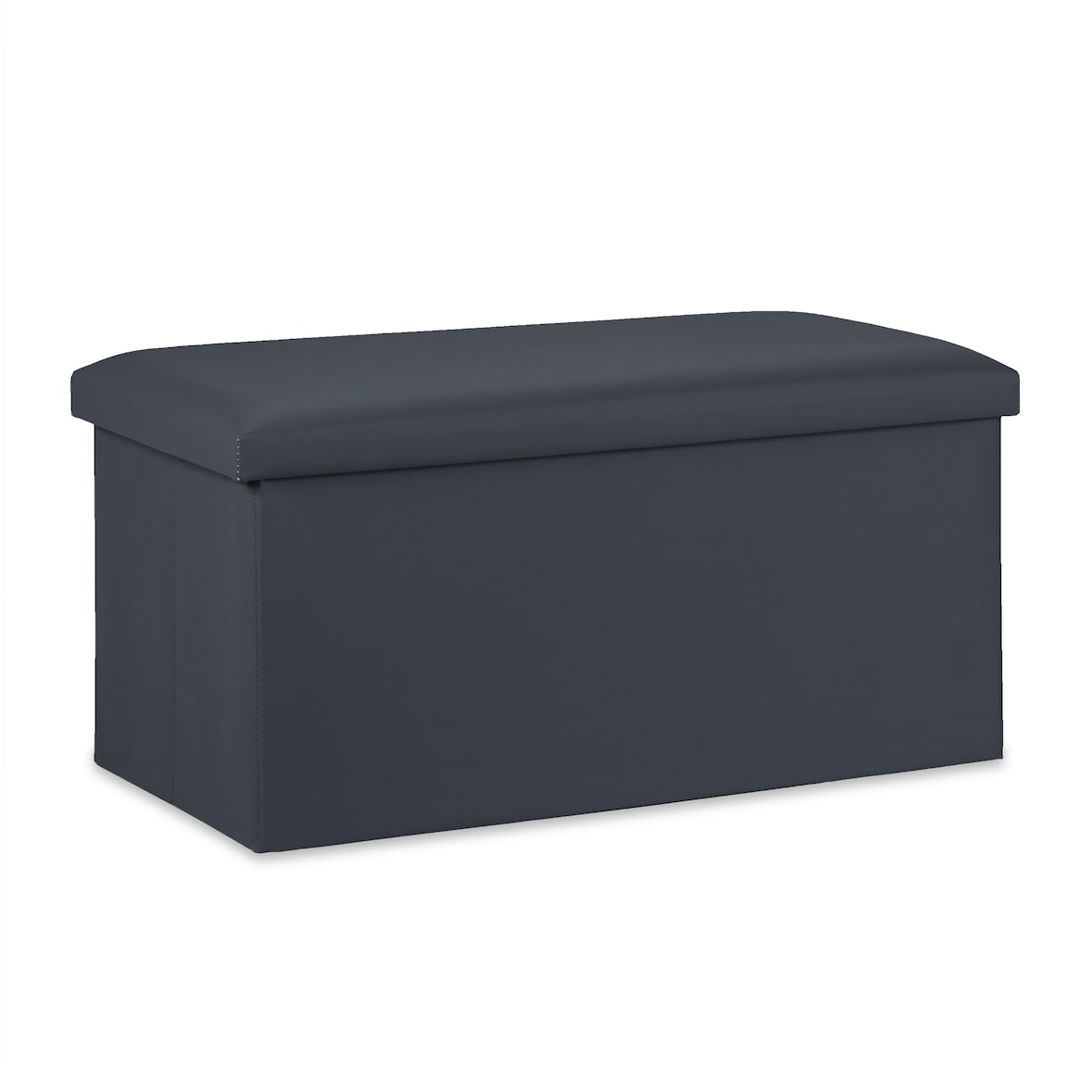 Relaxdays Sitzbank, Stauraum, Kunstleder, faltbar, gepolstert, Flur, Schlafzimmer, HBT 37,5 x 76,5 x 38,5 cm, dunkelgrau