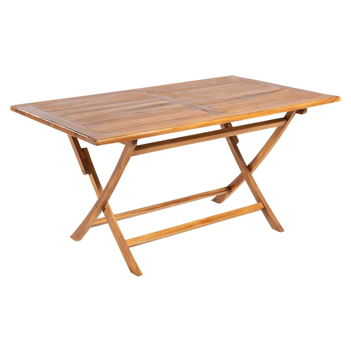 Mesa retangular para terraço dobrável 150 cm em madeira de teca grau A Tamanho: 150x90x77 cm
