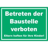 thumbnail of Betreten der Baustelle Schild grün-weiß A6 (105x148mm)