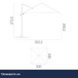 thumbnail of BLUES - Parasol de Jardín Excentrico 3x3 Orientable a 360°- Estructura de Aluminio Inclinable y Retráctil Brazo lateral  - Chimenea Cortaviento