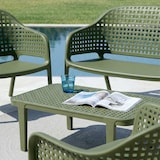 thumbnail of Conjunto lounge de jardín con sofá, 2 sillones apilables y mesa auxiliar de resina trenzada, terraza, piscina, bar, resistente – Sirmione - Verde