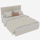 thumbnail of Polsterbett 140x200 Stoffbett Doppelbett mit Stauraum hohes gepolstertes Kopfteil Holzlatten stabil modernes Design Schlafzimmer Beige