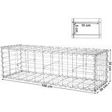 thumbnail of 4er Set Gabione 100 x 30 x 30 cm, Steinkorb, mit 5 x 10 cm engmaschigem Gitter, aus verzinktem Stahl, robust, korrosionsbeständig, Steinmauer, silbern