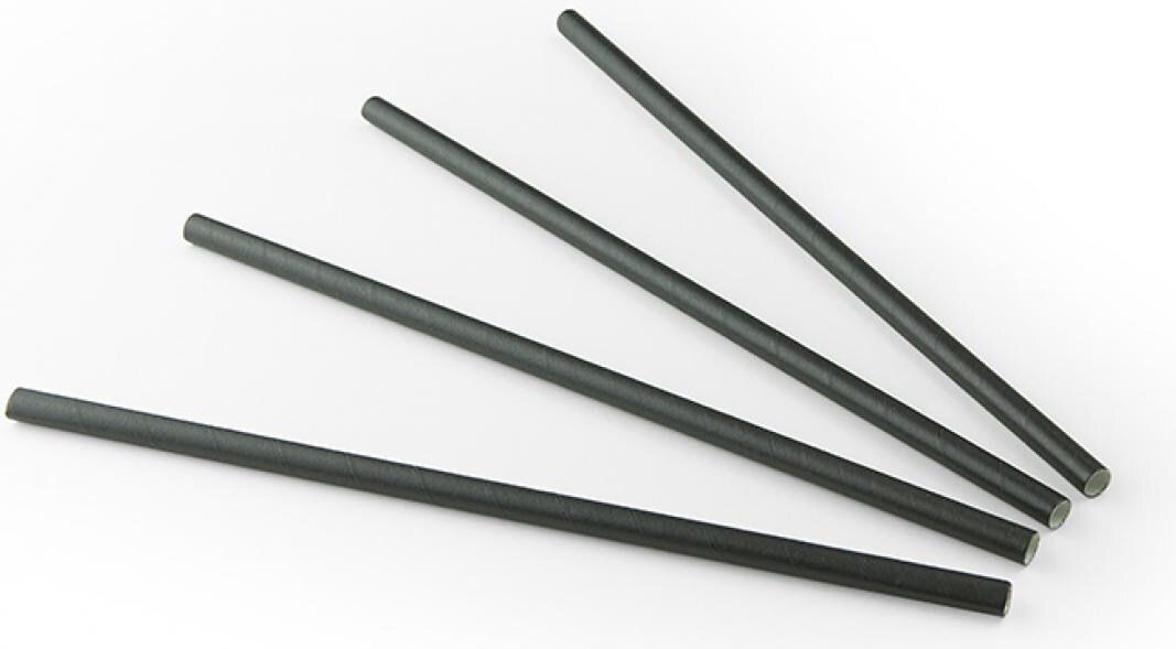 Sier Disposables Trinkhalm Papier (FSC®) schwarz ø 8 mm / 24cm, 24 x 100 stk. Tüte