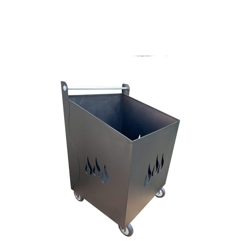 Carrello Portalegna Portapellet piccolo Fiamma  in ferro battuto con ruote colore antracite