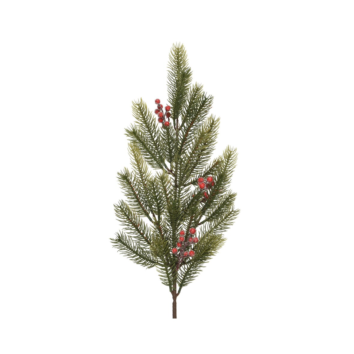Künstlicher Tannenzweig 64,5cm mit roten Beeren Grün / Rot