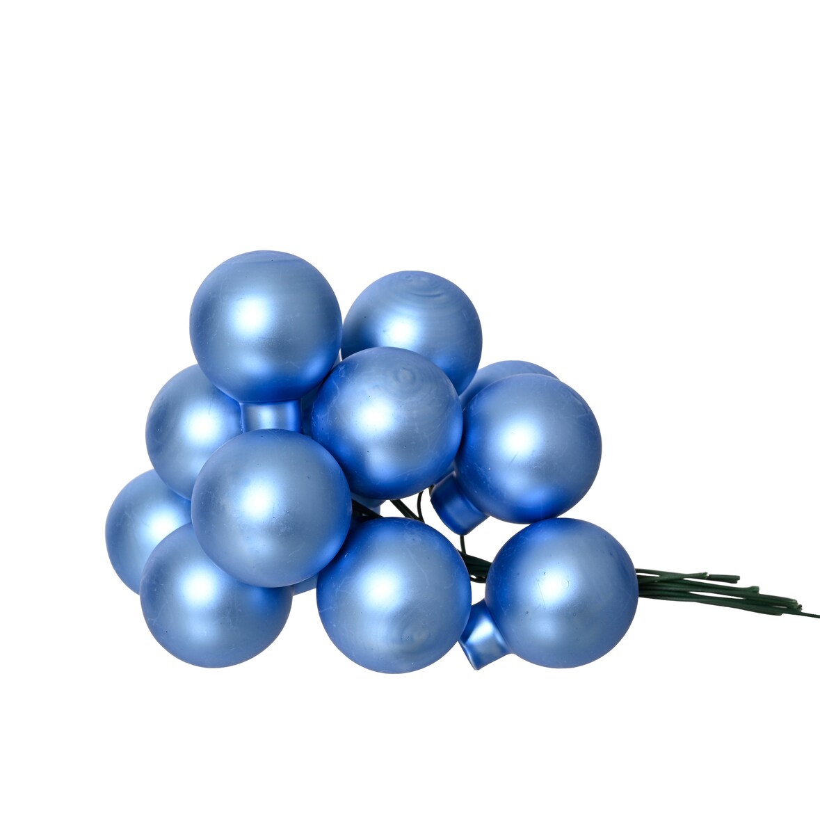 12 Glaskugeln am Draht 2,5cm Weihnachtskugeln Spiegelbeeren matt - kleine Dekokugeln Christbaumschmuck Weihnachtsdeko Himmelblau