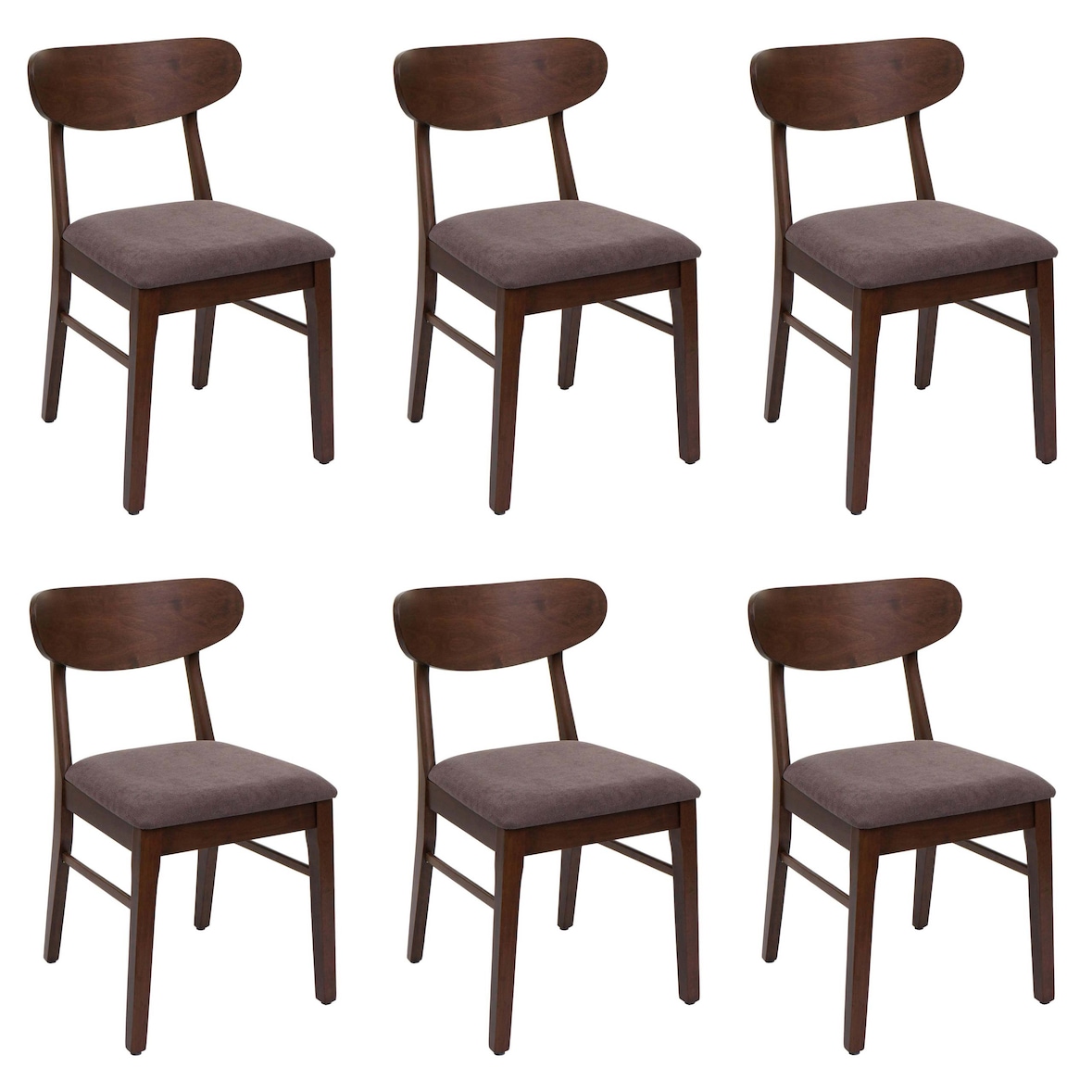 Lote de 6 sillas de comedor HWC-M59, silla de cocina Silla, tela/textil madera maciza ~ estructura oscura, topo