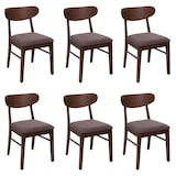 thumbnail of Lote de 6 sillas de comedor HWC-M59, silla de cocina Silla, tela/textil madera maciza ~ estructura oscura, topo