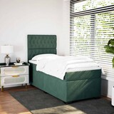 thumbnail of vidaXL Boxspringbett mit Matratze Dunkelgrün 80x200 cm Samt