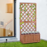 thumbnail of Outsunny jardinera con enrejado de madera maciza macetero de jardín con soporte para trepadora para cultivo de plantas flores 72,5x31,5x149,5 cm