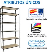 thumbnail of SimonRack Estantería Metálica, 2500x1000x300 mm, 6 Alturas, Bandeja Madera, 150 kg de Punto Flexión, Antracita/Madera - Maderclick