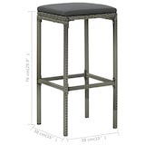 thumbnail of Sgabelli Da Bar Con Cuscini 3 Pz Grigi In Polyrattan