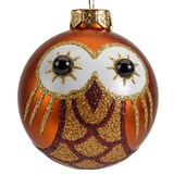thumbnail of 1 Eule Glas 6cm beige kupfer braun Christbaumschmuck Weihnachtskugeln Waldtiere