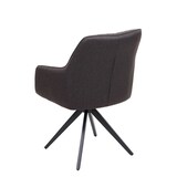 thumbnail of Esszimmerstuhl HWC-H73, Küchenstuhl Stuhl Armlehnstuhl, Retro Stahl Stoff/Textil ~ grau-braun